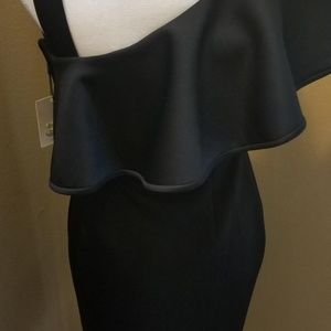 Calvin Klein One Shoulder Sheath with Dramatic Ruffle- Formal/ Cocktail/Elegant